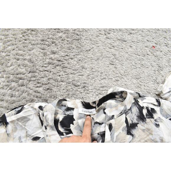 Calvin Klein Plus Size 2X Blouse Multicolor Polyester Preowned Button Up Floral - Picture 7 of 8